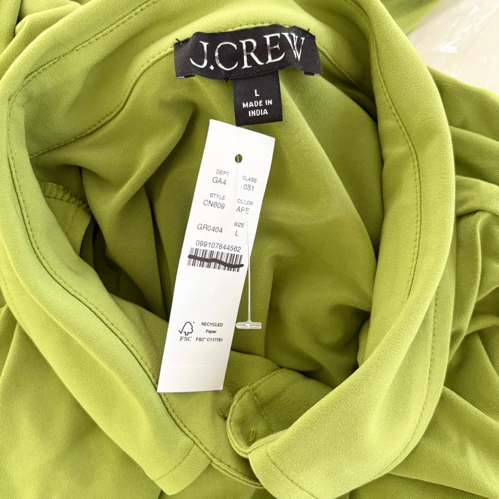 NWT J. Crew Mini Shirt-dress Matte Jersey Long Sleeve August Peridot Green - Picture 4 of 5